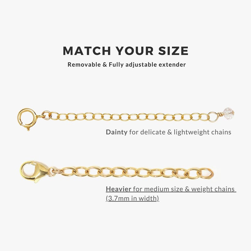 BENIQUE Necklace Bracelet Extender - 14K Gold Filled or Solid 925 Sterling Silver Extension, Medium Size Jewelry Chain, Durable Strong Removable 2" 4" or 6" Made in USA - Image 4